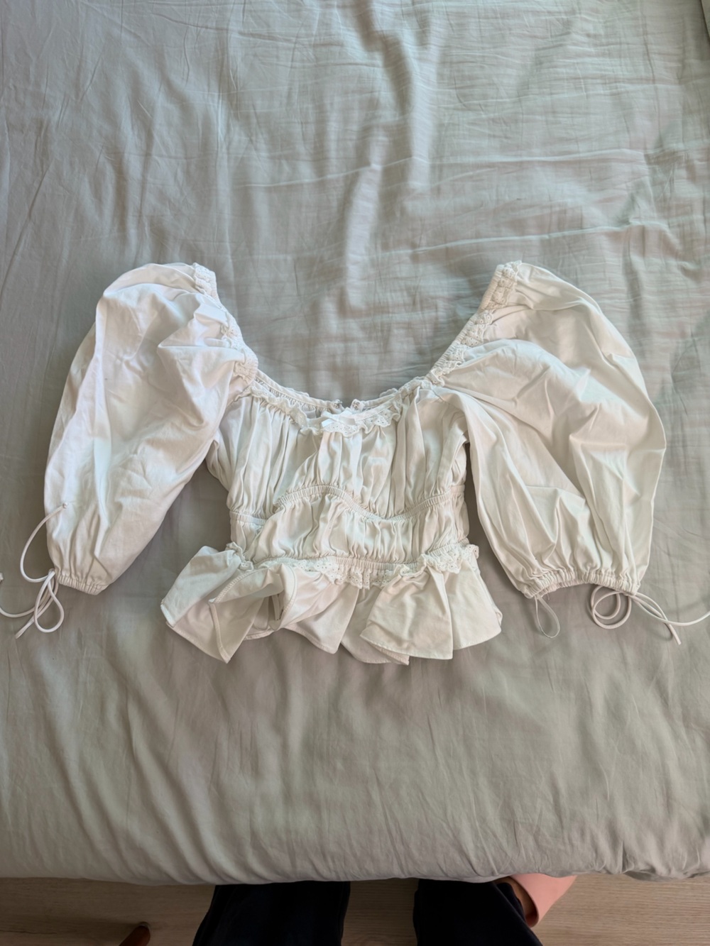 For Love & Lemons Cream Eyelet Off-Shoulder Top